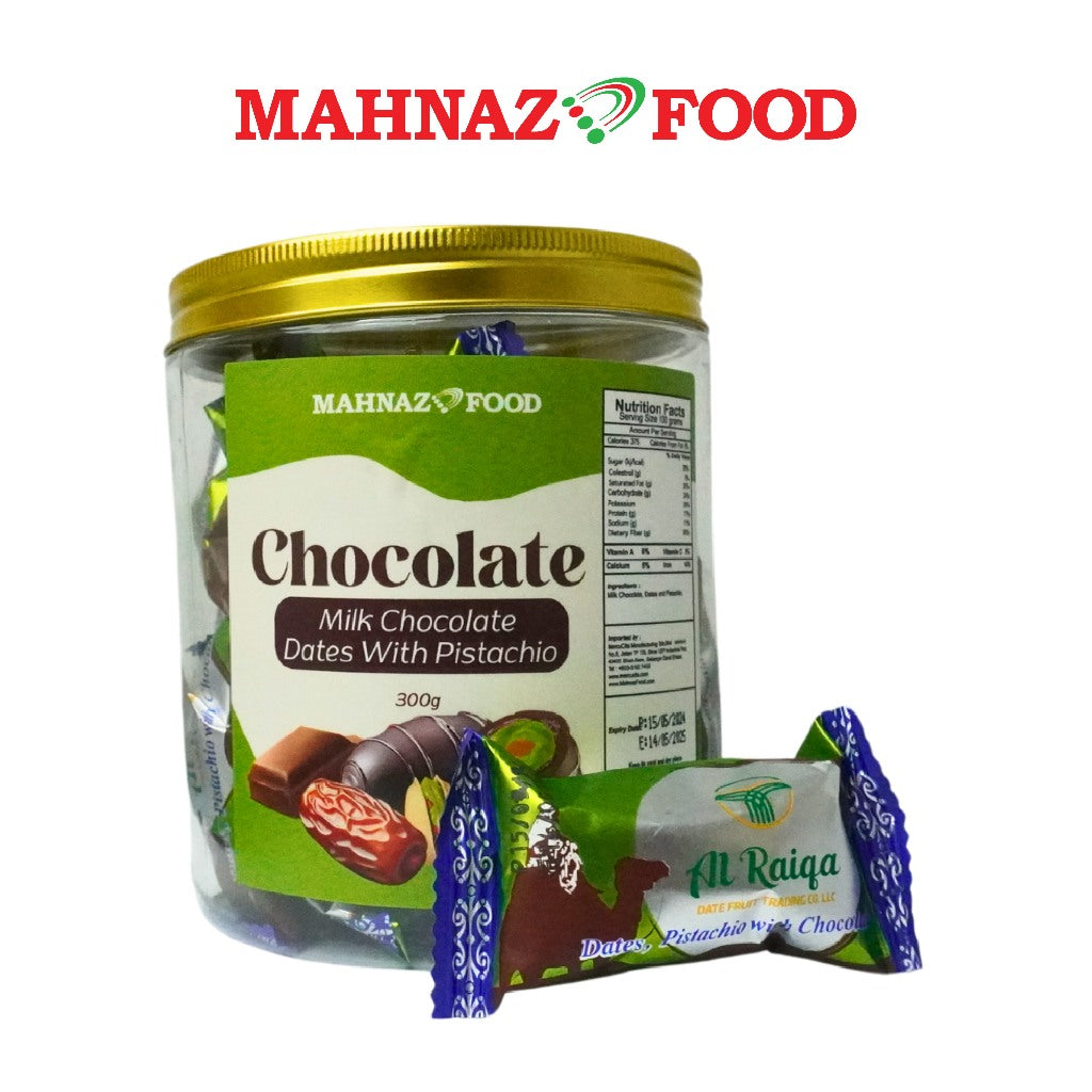 Mahnaz Food Premium Chocolate Date  Coklat Kurma 300G - White / Dark / Pistachio / Milk