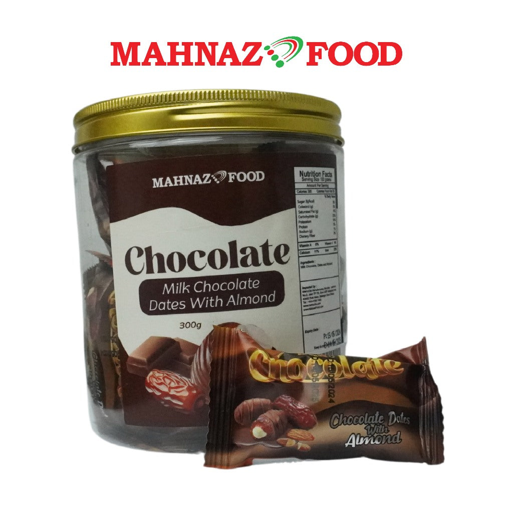 Mahnaz Food Premium Chocolate Date  Coklat Kurma 300G - White / Dark / Pistachio / Milk