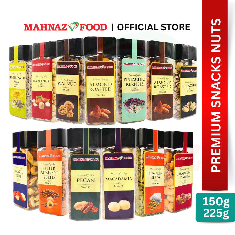 MAHNAZ FOOD Premium Snacks Nuts Assorted (150g-225g) Walnut/Almond/Pistachio/Pecan/Cashew/Sunflower/Pumpkin/Brazil Nut