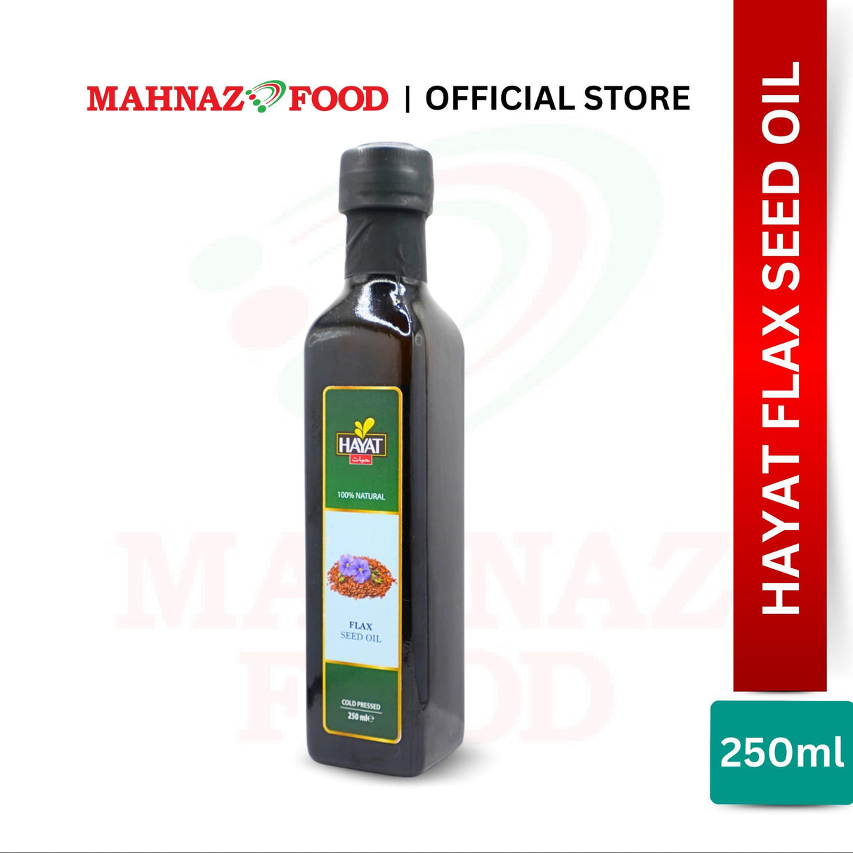 Mahnaz Food Hayat Flax Seed Oil 250ml (Cold Pressed)
