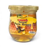 Mahnaz Food Sahara natural pure honey in a 250g glass jar with a honeycomb label design for festive gifting