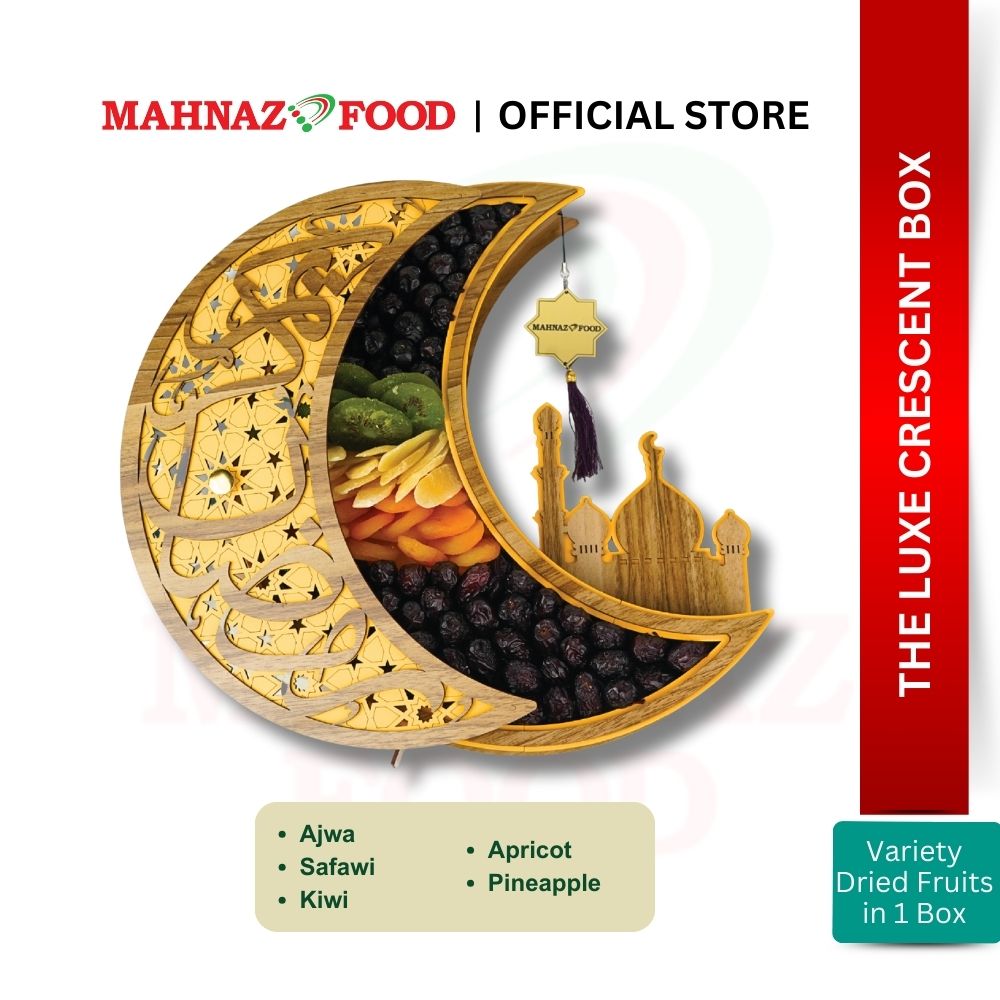 Makanan Mahnaz - Kotak Hadiah Kurma Bulan | Set Kotak Hadiah Raya | Set Hamper | Set Kotak Hadiah Puasa