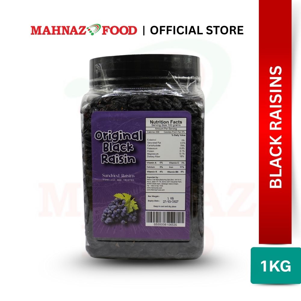 Makanan Mahnaz - Kismis Hitam Organik | Kismis Hitam Organik (500G/1Kg)