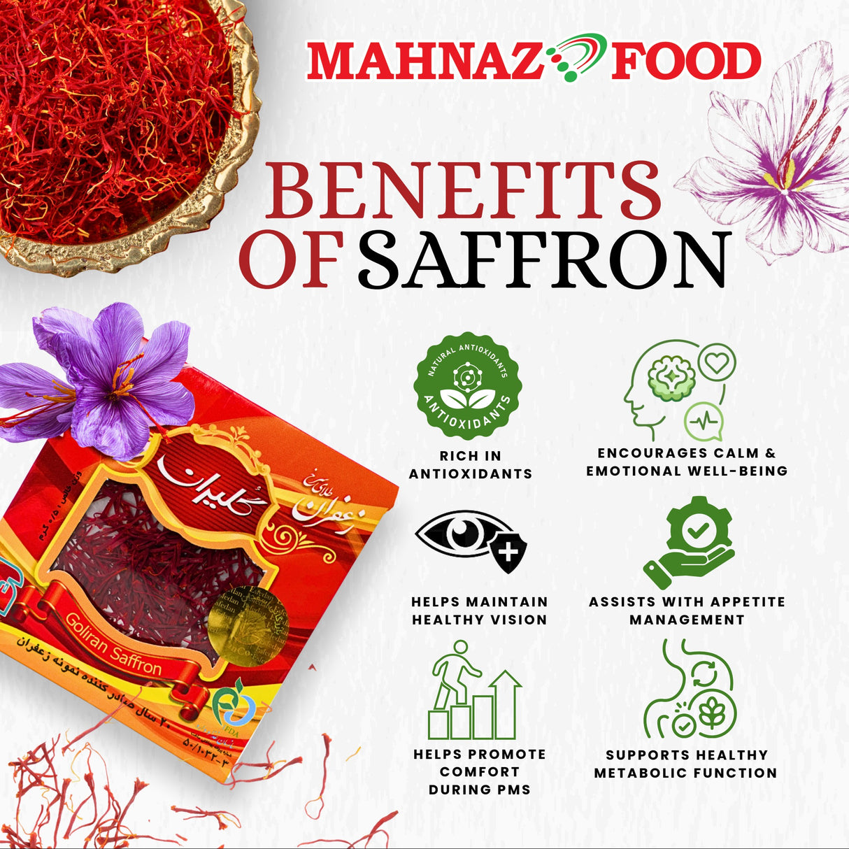 MAHNAZ FOOD | Goliran | Saffron | 0.5g / 1g