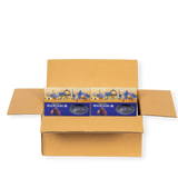 Mahnaz Food wholesale box containing two packs of premium Mariami dates with illustrated desert packaging