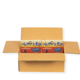 Mahnaz Food wholesale box containing two packages of premium Mariami dates with desert-themed packaging.