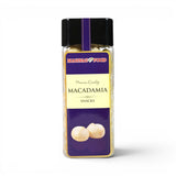 Mahnaz Food premium quality macadamia nuts in a clear plastic jar with a black lid
