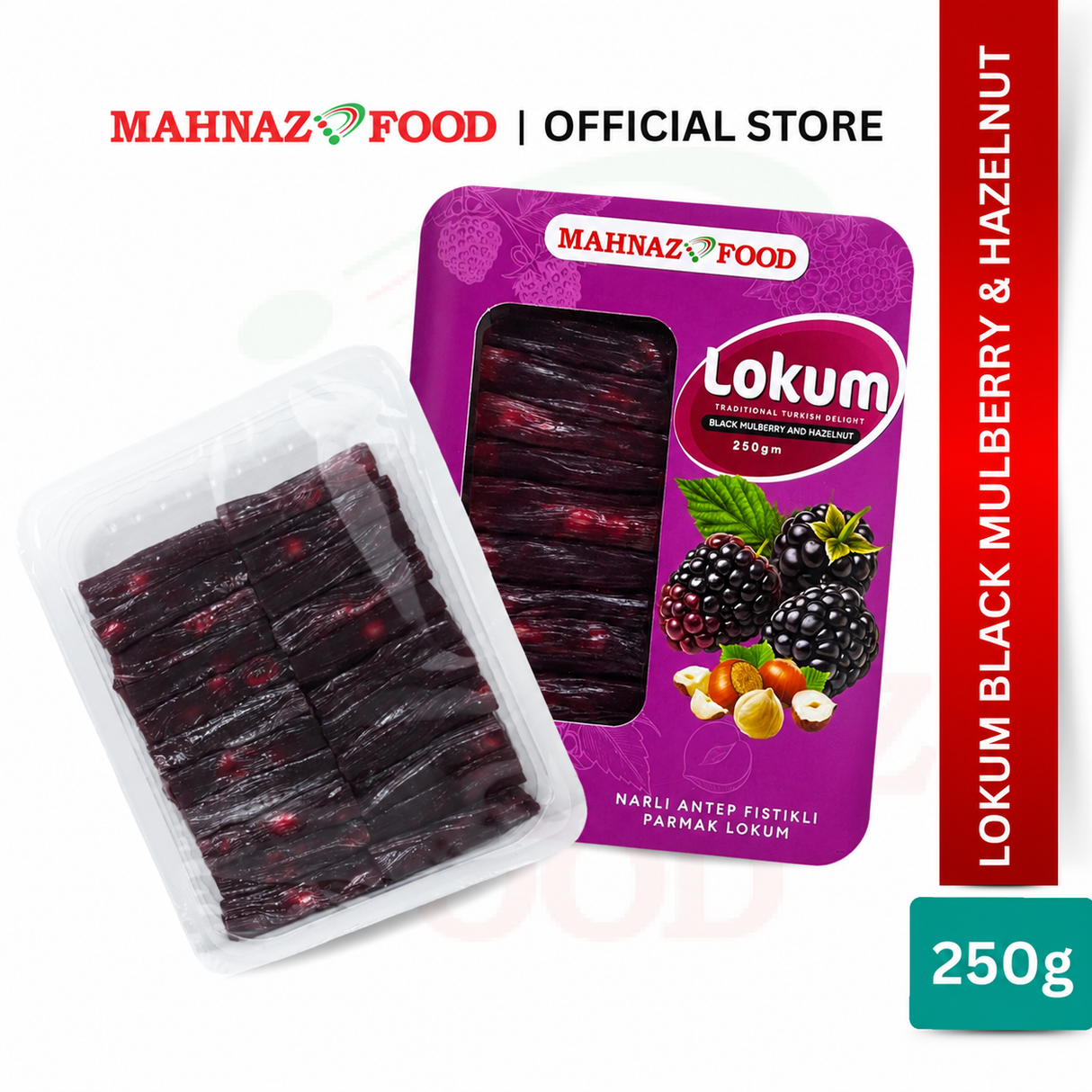 Mahnaz Food | Lokum | Black Mulberry & Hazelnut | 250g