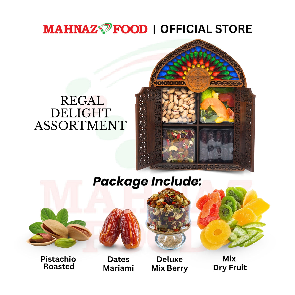 Makanan Mahnaz - Kotak Hadiah Pistachio Islamik | Set Kotak Hadiah Raya | Set Hamper | Kotak Hadiah Puasa