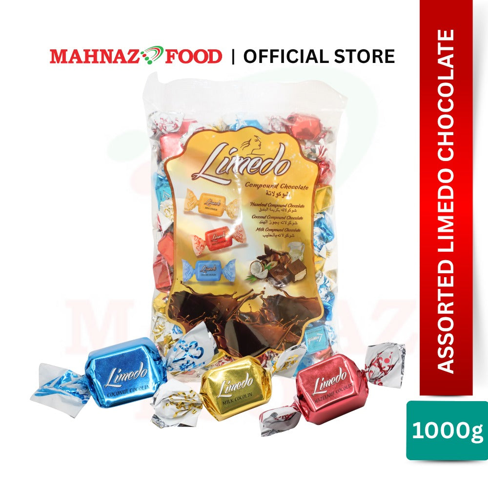 MAHNAZ FOOD LIMEDO COMPOUND CHOCOLATE WITH COCONUT| MILK| HAZELNUT|ASSORTED (1 KG)
