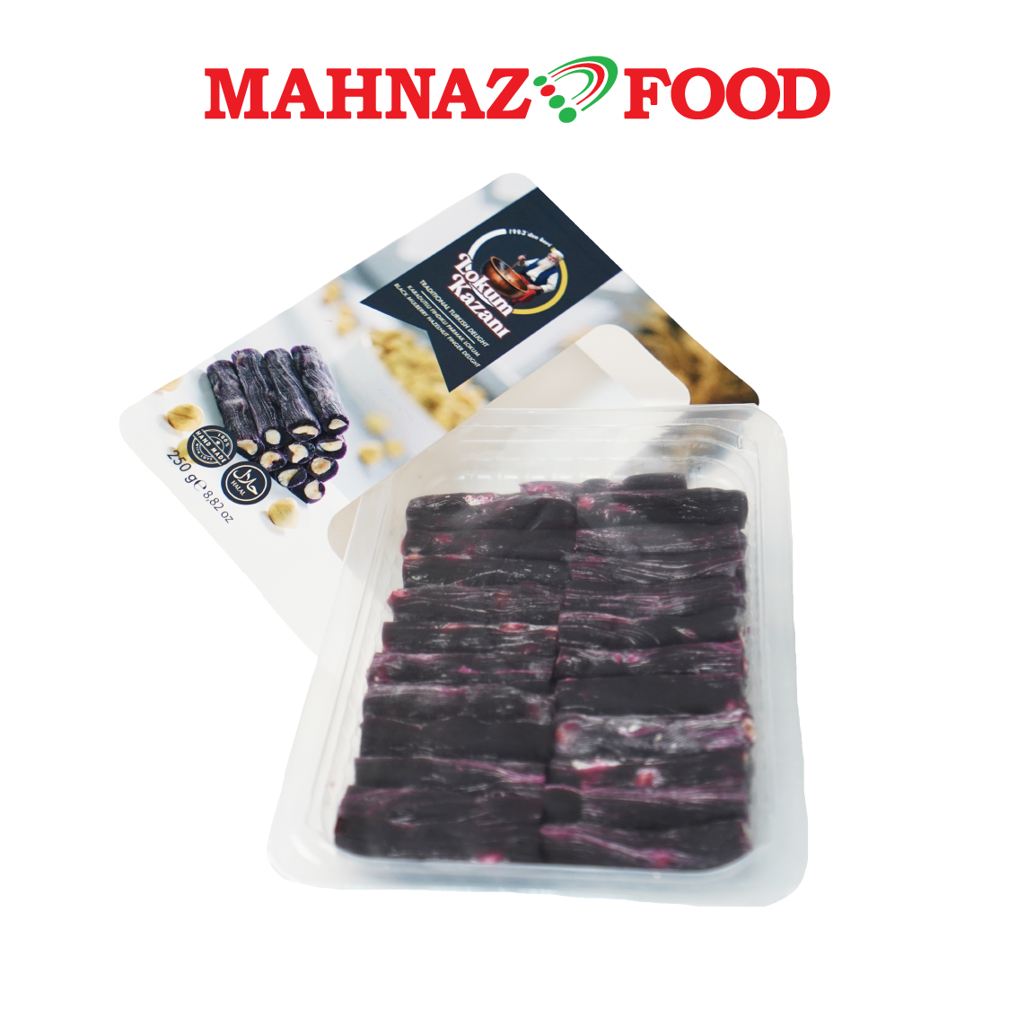 Mahnaz Food Lokum Kazani Turkish Delight Black Mulberry Hazelnut Finger Delight 250G Buatan Turki