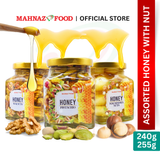 Mahnaz Food Assorted Honey With Nuts | Walnut 255g | Macadamia 245g | Pistachio 240g