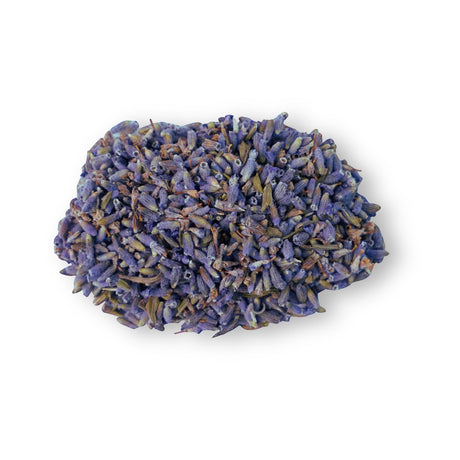 Mahnaz Food dried lavender flowers for herbal tea, purple and green buds, calming and caffeine-free.