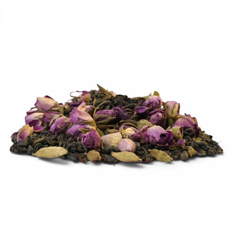 Mahnaz Food loose leaf green tea with dried rose buds and cardamom pods, 120g