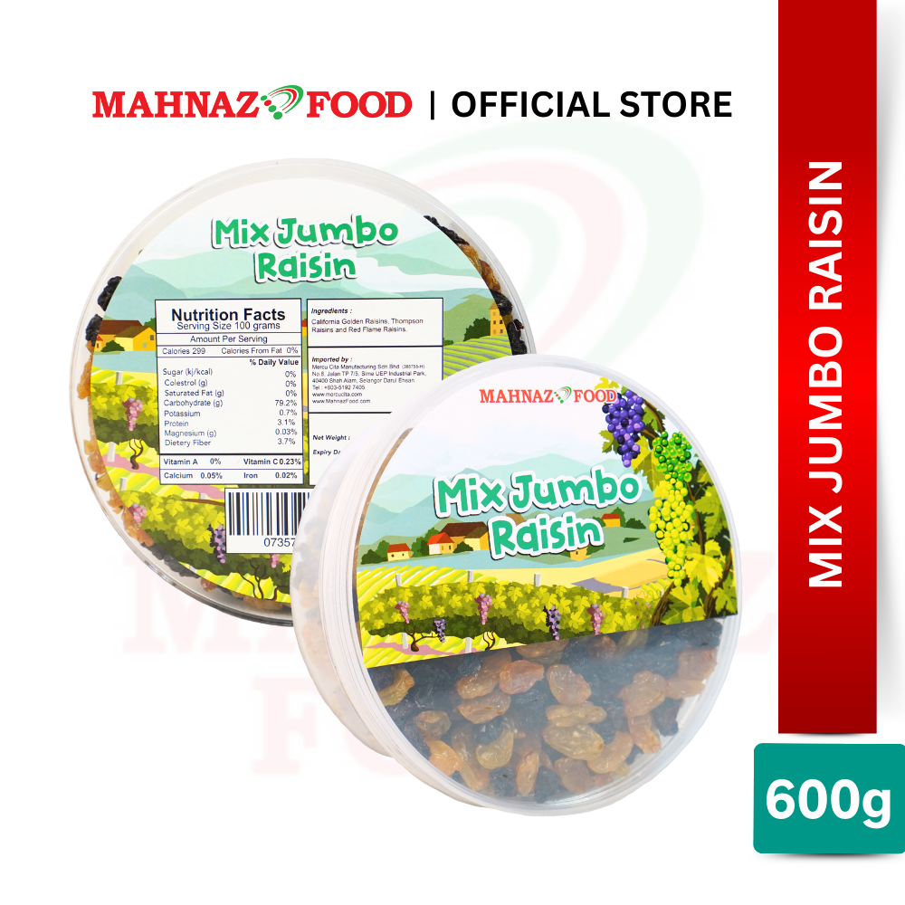 Mahnaz Food Variety Raisins Round Container 500g – 700g | Premium Snack | Healthy Gift Set | Mix Raisins | 葡萄干礼盒