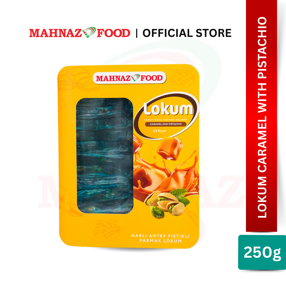 MAHNAZ FOOD LOKUM CARAMEL AND PISTACHIO 250G