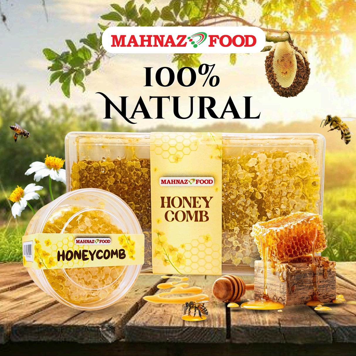 Mahnaz Food Pure Honey With Comb 80G / 420G | Madu Asli Dengan Sarang Lebah